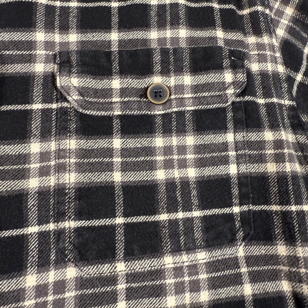 Jachs NY Mens Black White Plaid Thick Cotton Flannel Shirt Long Sleeve Button Up - Picture 8 of 16